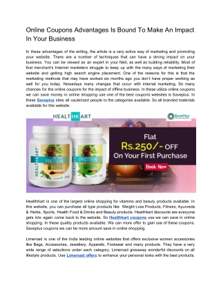 Online Coupons Advantages Is Bound To Make An Impact In Your Business