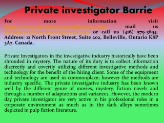 Private investigator Barrie