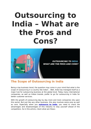 Outsourcing to India – What are the Pros and Cons?