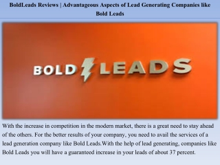 BoldLeads Reviews | Advantageous Aspects of Lead Generating Companies like Bold Leads