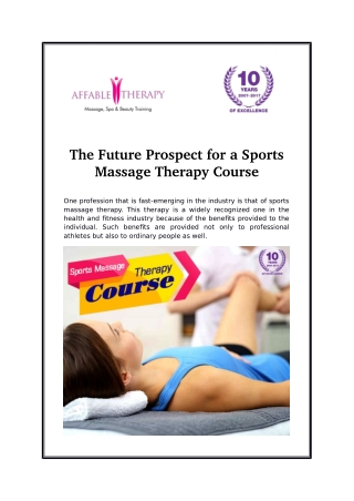 The Future Prospect for a Sports Massage Therapy Course