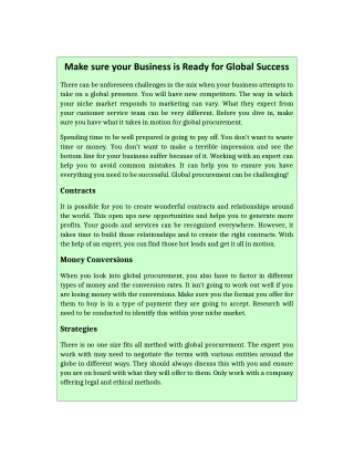 Make sure your Business is Ready for Global Success