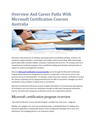 Microsoft Certification Courses Melbourne
