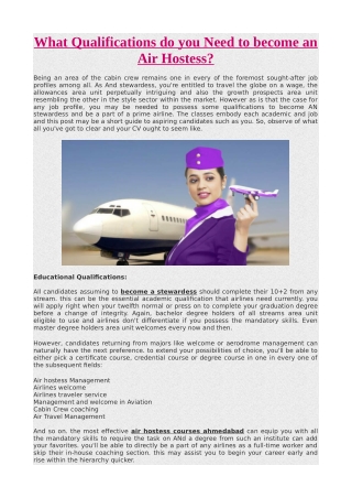 What Qualifications do you Need to become an Air Hostess?