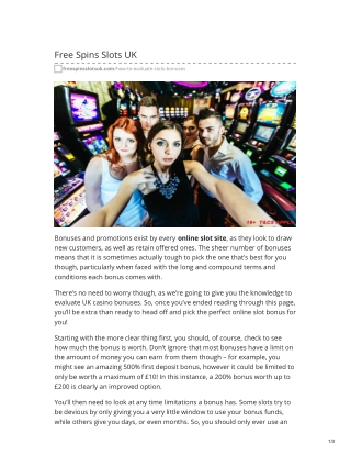 How To Evaluate Slots Bonuses