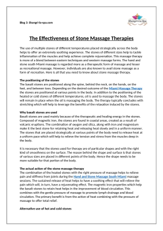 The Effectiveness of Stone Massage Therapies