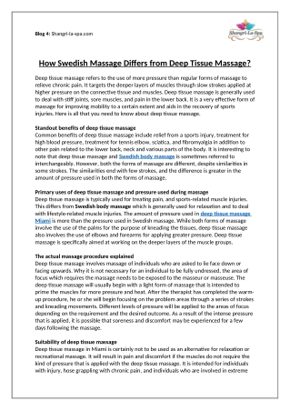 How Swedish Massage Differs From Deep Tissue Massage?