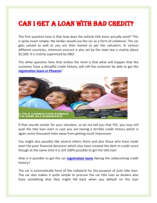 Can I Get A Loan With Bad Credit?