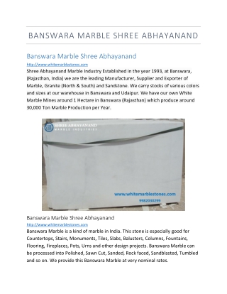 Banswara Marble Shree Abhayanand