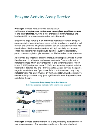 an introduction for Enzyme Activity Assay Service