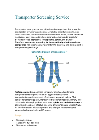 an introduction for Transporter Screening Service