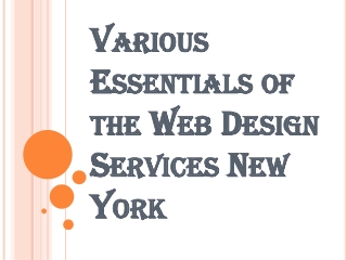Various Portion of the Basics For Fruitful Web Design Services New York
