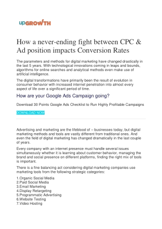 How a never-ending fight between CPC & Ad position impacts Conversion Rates