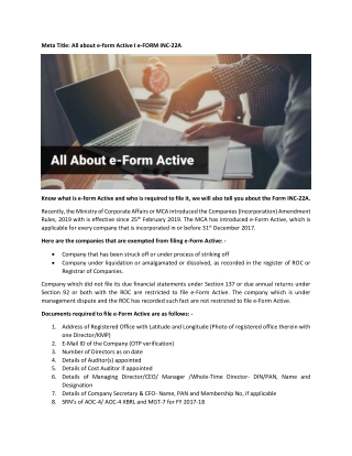 All about e-form Active I e-FORM INC-22A