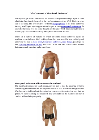 What's the need of Men's Pouch Underwear?