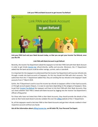 Link PAN with Bank Account to get Refund