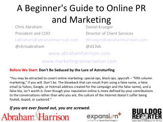 Guide To Online Pr And Marketing