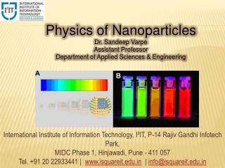 Physics of Nanoparticles - Department of Applied Sciences & Engineering