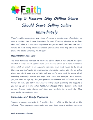 Top 5 Reasons Why Offline Store Should Start Selling Online Immediately