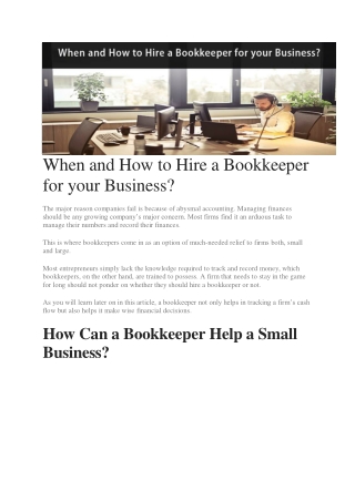 When and How to Hire a Bookkeeper for your Business?