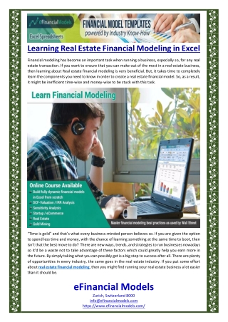 Learning Real Estate Financial Modeling in Excel