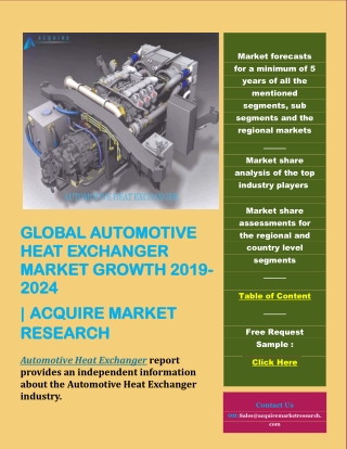 Global automotive heat exchanger market growth 2019 2024