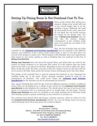 Setting up dining room is not overhead cost to you