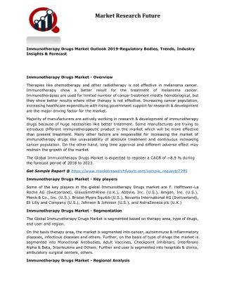 Immunotherapy drugs market 2019