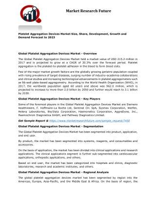 Platelet aggregation devices market 2019