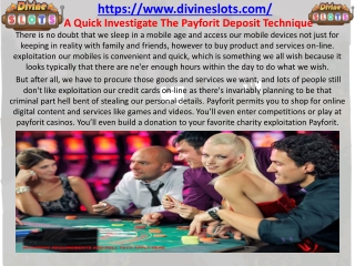 A Quick Investigate The Payforit Deposit Technique
