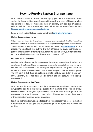 How to Resolve Laptop Storage Issue