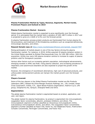 Plasma fractionation market