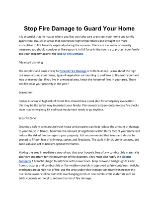 Stop Fire Damage to Guard Your Home