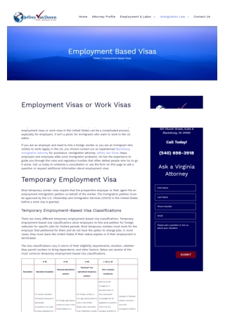 Virginia Employment Visa Lawyer
