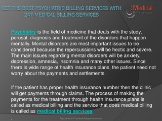 Get the Best Psychiatric Billing Services with 247 Medical Billing Services