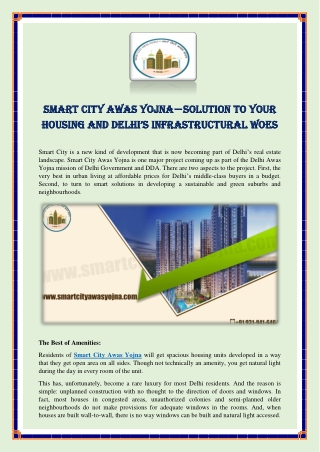 Smart City Awas Yojna — Solution To Your Housing And Delhi’s Infrastructural Woes