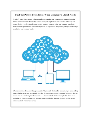 Find the Perfect Provider for Your Company’s Cloud Needs