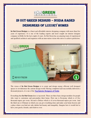 In Out Green Designs – Noida Based Designers of Luxury Interiors