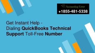 QuickBooks Technical Support Toll-Free Number