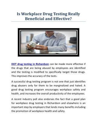 Is Workplace Drug Testing Really Beneficial and Effective