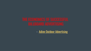 THE ECONOMICS OF SUCCESSFUL BILLBOARD ADVERTISING
