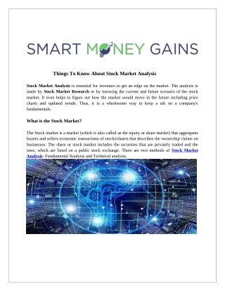 Things To Know About Stock Market Analysis