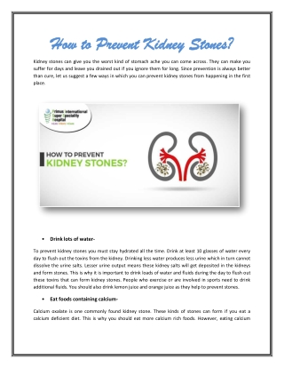 How to Prevent Kidney Stones?