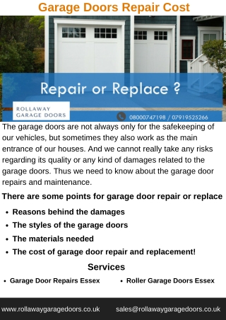 Garage Doors Repair or Replace Cost