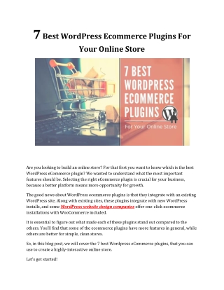 7 Best WordPress Ecommerce Plugins For Your Online Store