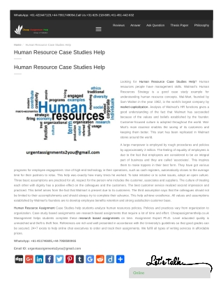 Human Resource Case Studies Help