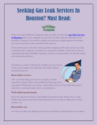 Seeking Gas Leak Services In Houston? Must Read: