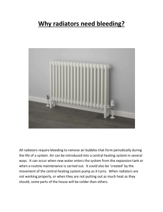 Why radiators need bleeding?