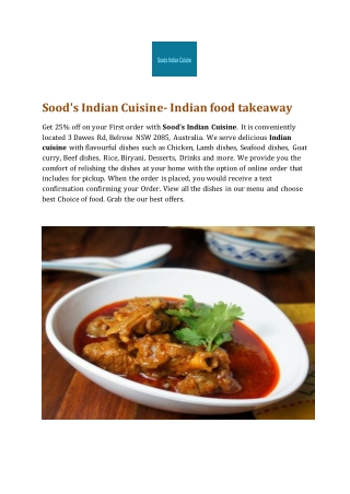 Sood's Indian Cuisine-Belrose - Order Food Online