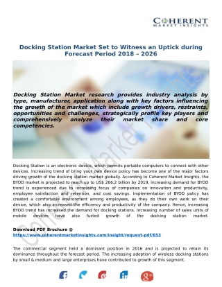 Docking Station Market Set to Witness an Uptick during Forecast Period 2018 – 2026